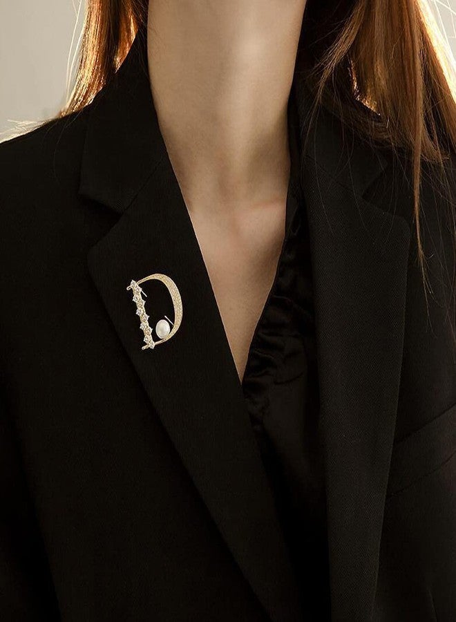 GUAFEIH Crystal Pearl Initial Brooch Gold Plated Rhinestone D Letter Alphabet Breastpin Pin Jewelry for Gifts - Image 4